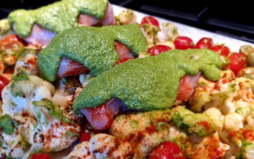 Pesto bloemkool met kipfilet